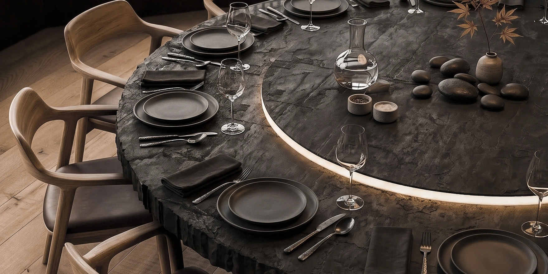 Mesa de piedra del concepto LAVA